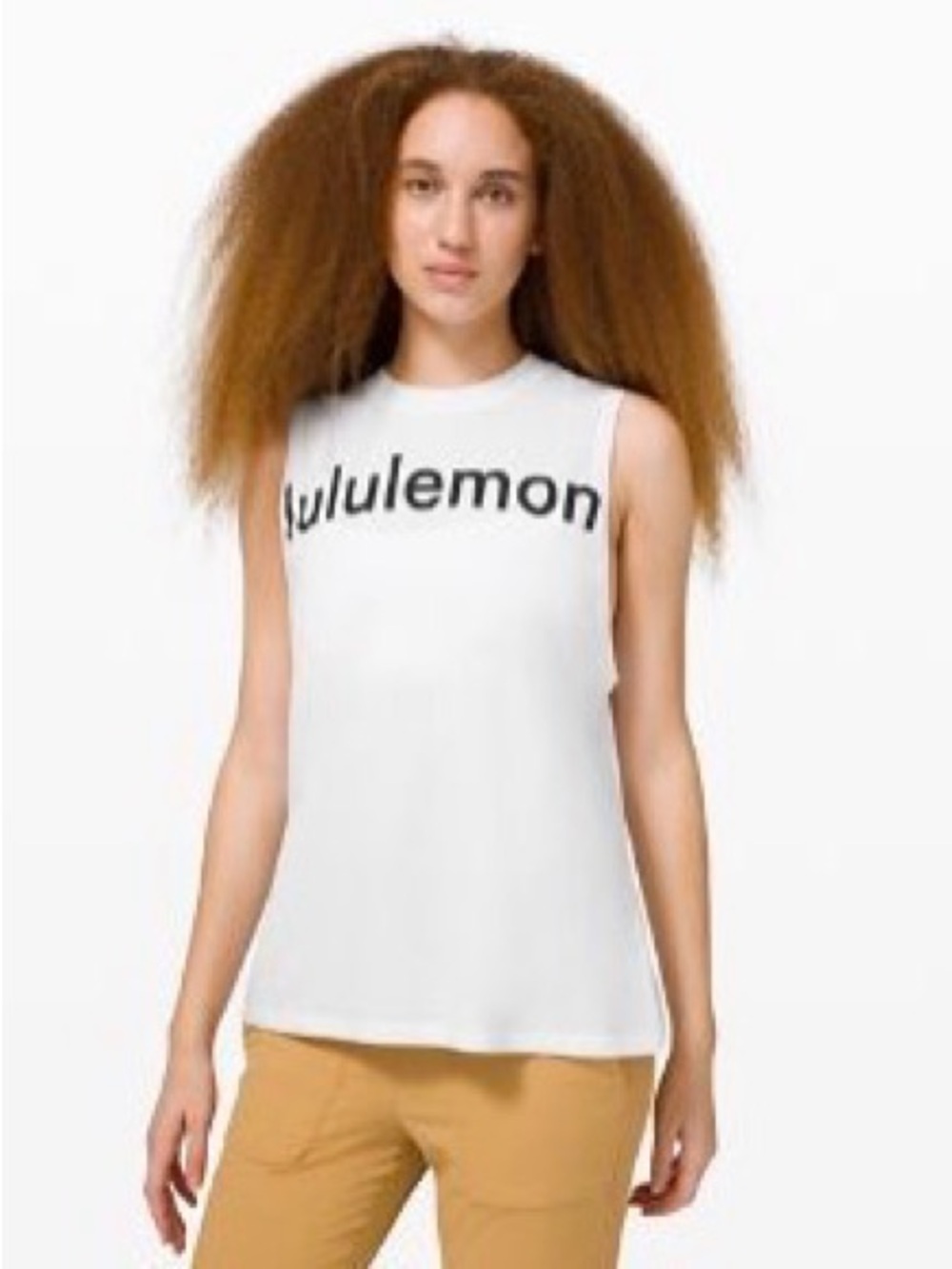 lululemon white tank with black logo text - Picture 2 of 2